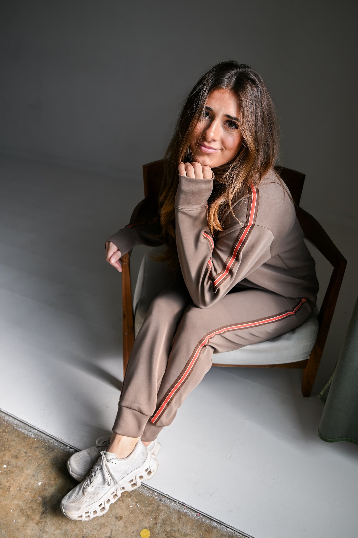 Stripe Club Pullover in Mocha