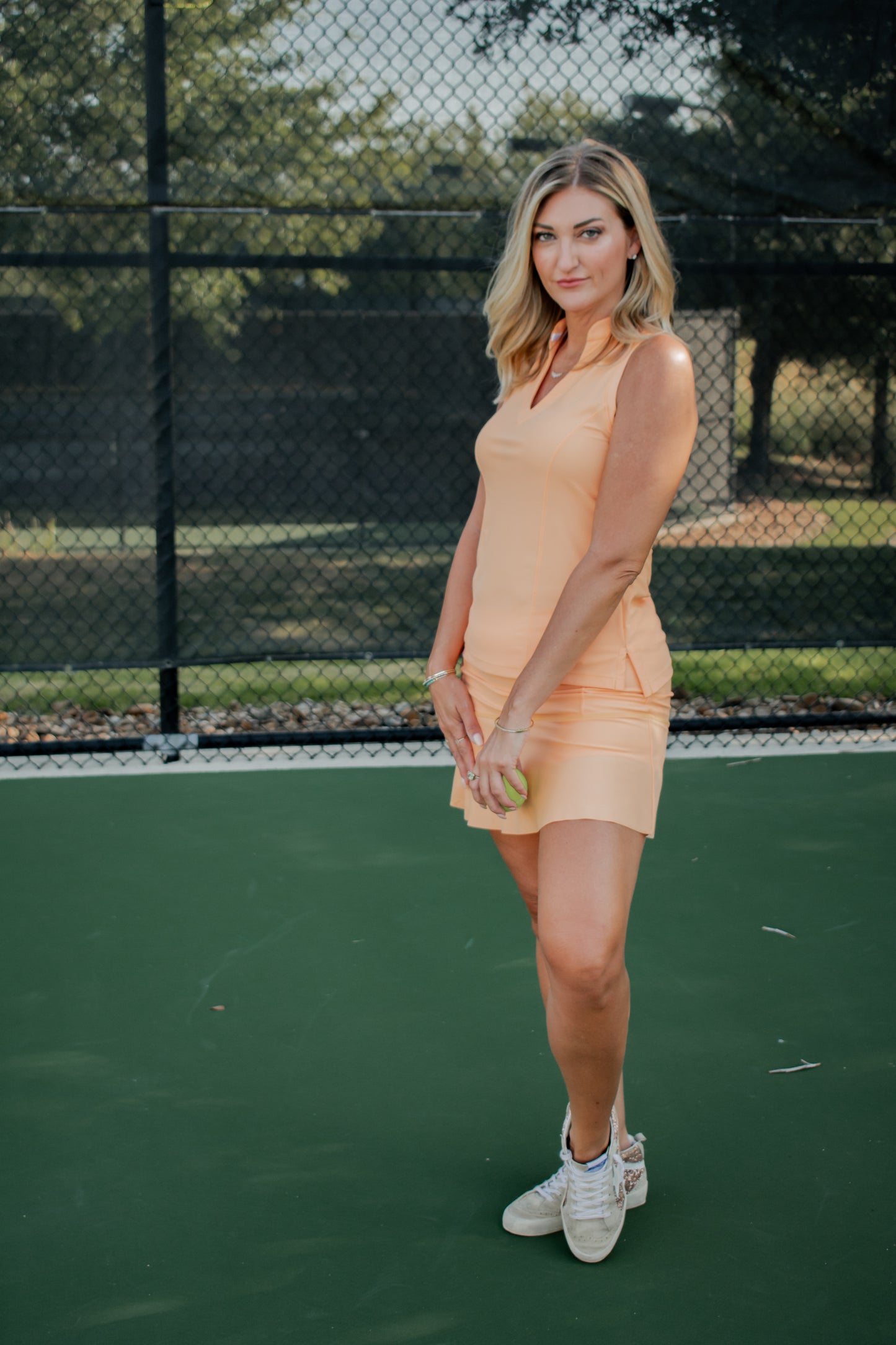 Classic Mock Collar Tank (Peach Bellini)