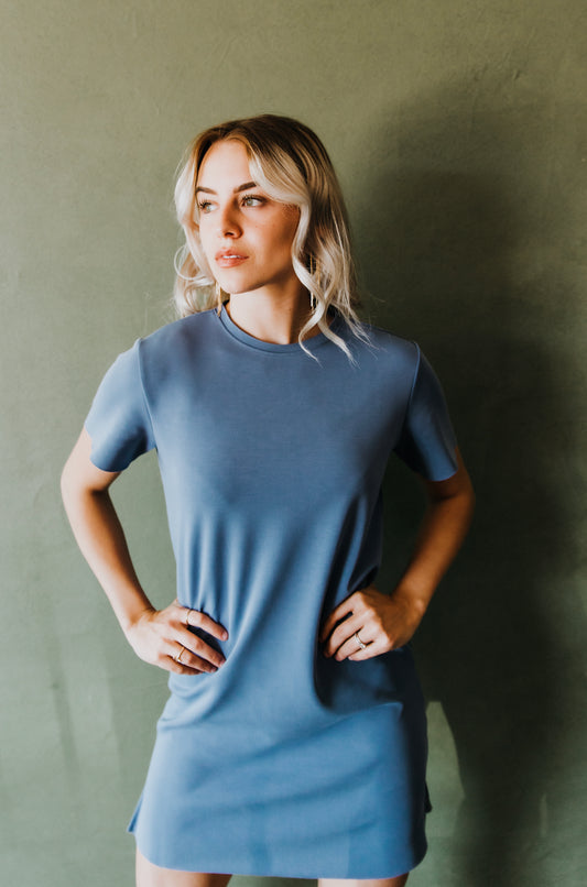 Scuba T-shirt Dress (Blue)
